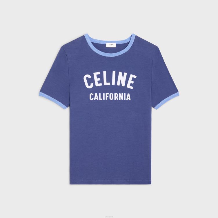 CELINE donkerblauw/lichtblauw/cr Californië jaren 70 T-shirt van katoenen jersey 4TLH8775