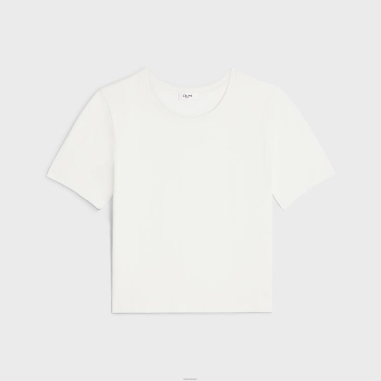 CELINE ecru boxy triomphe t-shirt van katoenen jersey 4TLH8780
