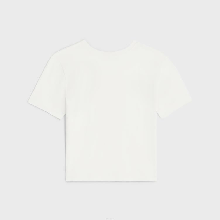 CELINE ecru boxy triomphe t-shirt van katoenen jersey 4TLH8780
