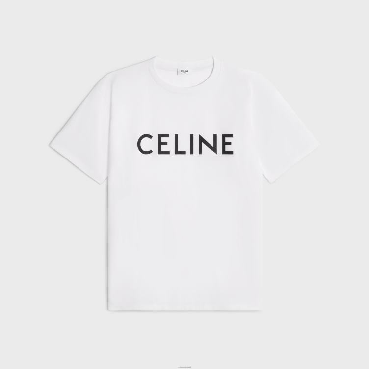 CELINE ecru/zwart Een los T-shirt van katoenen jersey 4TLH8779