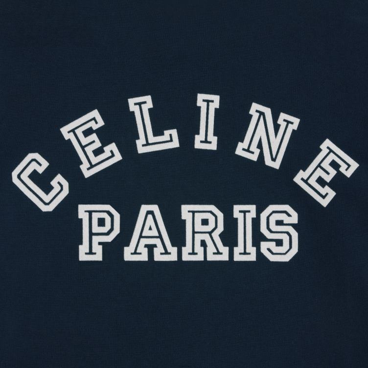 CELINE marineblauw/gebroken wit Parijs T-shirt van katoenen jersey 4TLH8674