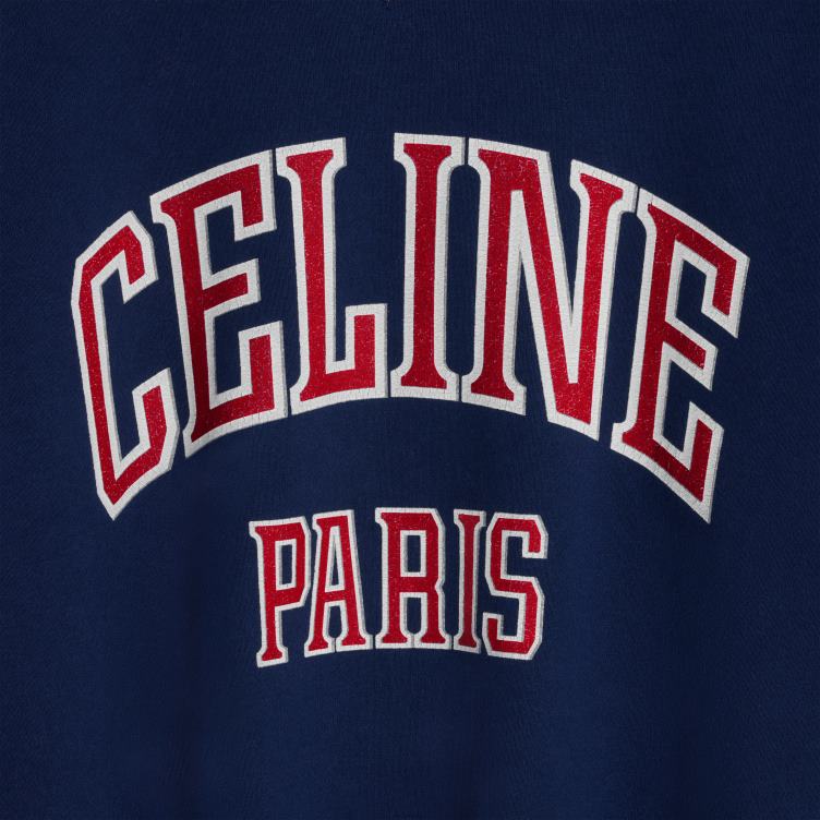 CELINE marineblauw/rood/gebroken wit paris los sweatshirt van katoenfleece 4TLH8600