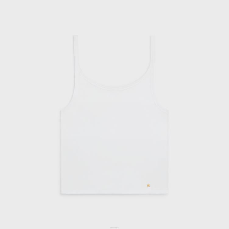 CELINE optisch wit triomphe tanktop van geribd katoen 4TLH8785