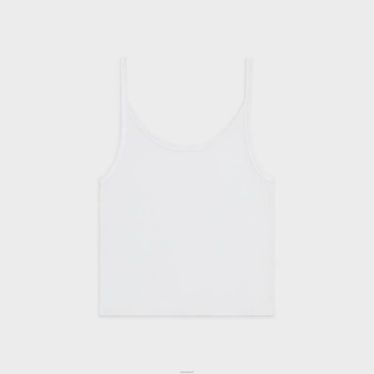 CELINE optisch wit triomphe tanktop van geribd katoen 4TLH8785