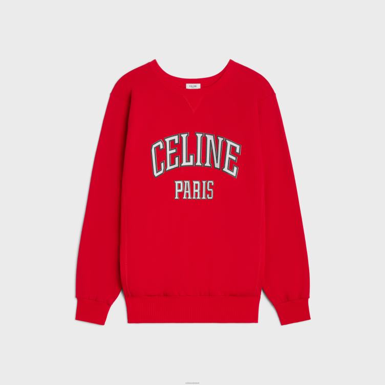 CELINE rouge profond/zwart/gebroken wit Oversized sweatshirt van katoenfleece 4TLH8670