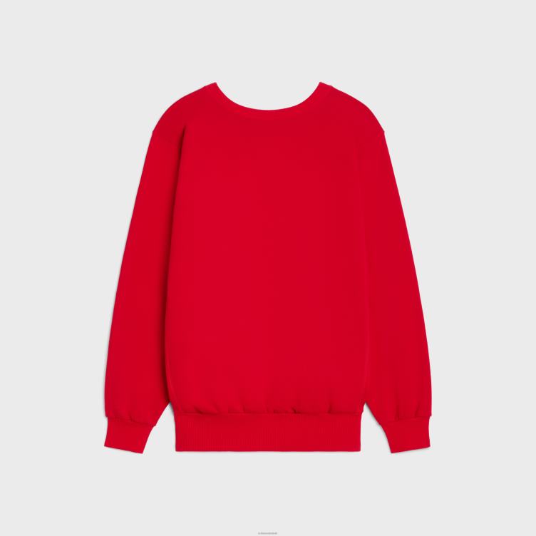 CELINE rouge profond/zwart/gebroken wit Oversized sweatshirt van katoenfleece 4TLH8670