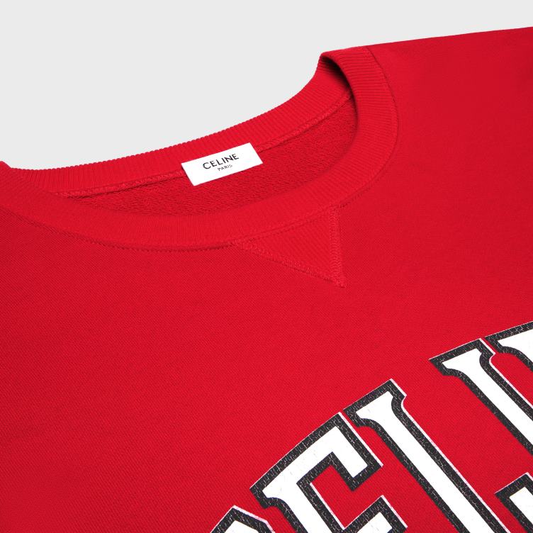 CELINE rouge profond/zwart/gebroken wit Oversized sweatshirt van katoenfleece 4TLH8670