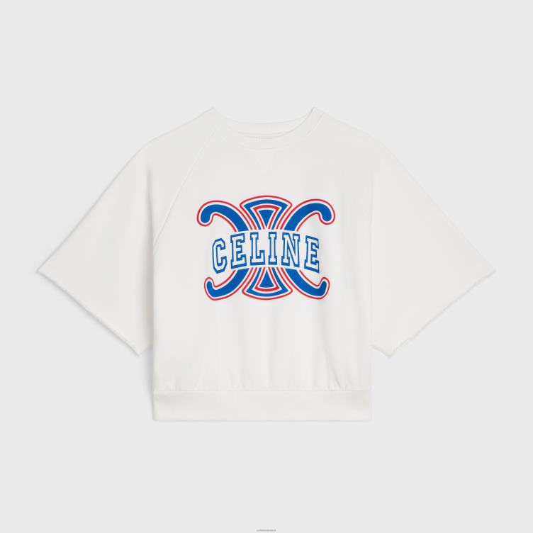 CELINE wit/rood/blauw triomphe sweatshirt van katoenfleece 4TLH8782