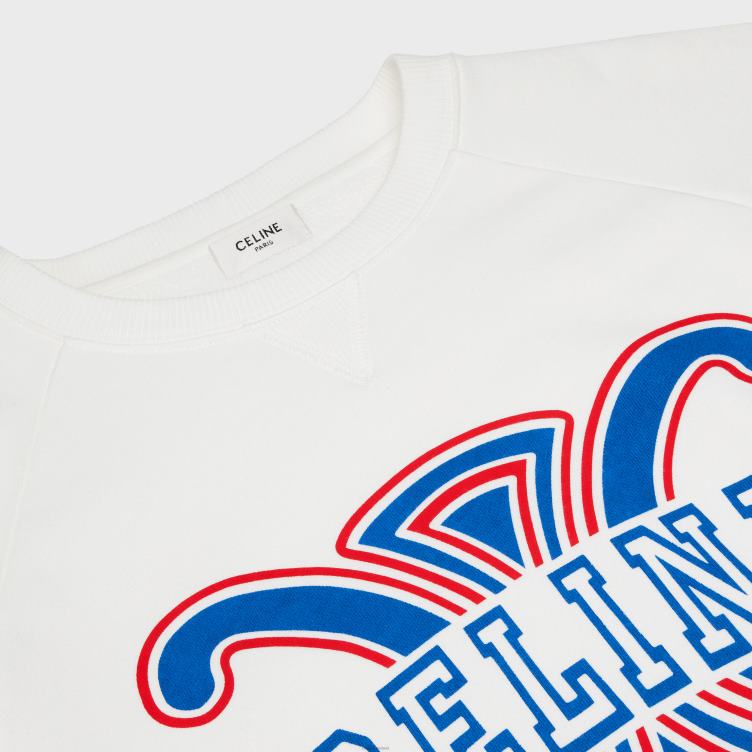 CELINE wit/rood/blauw triomphe sweatshirt van katoenfleece 4TLH8782