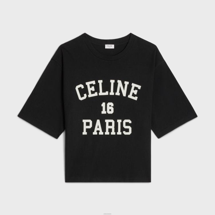 CELINE zwart wit Paris los T-shirt van katoenen jersey 4TLH8599