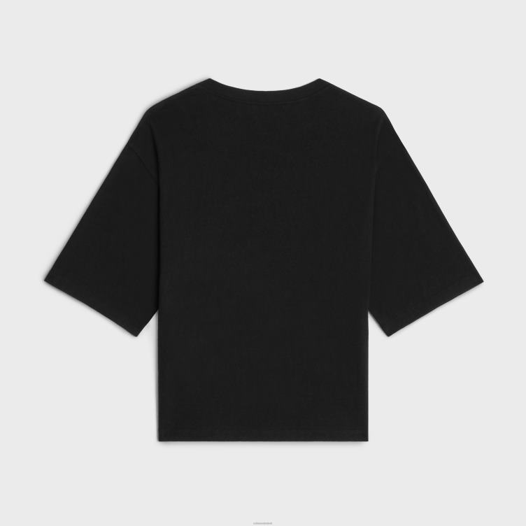 CELINE zwart wit Paris los T-shirt van katoenen jersey 4TLH8599