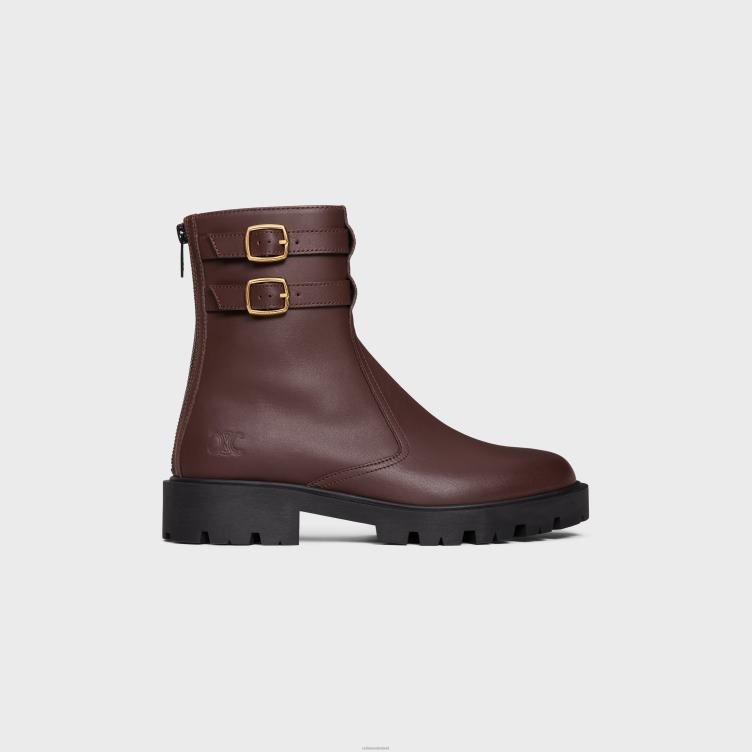 CELINE ebbehout Margaret-laars met dubbele gesp en rits van kalfsleer 4TLH8953