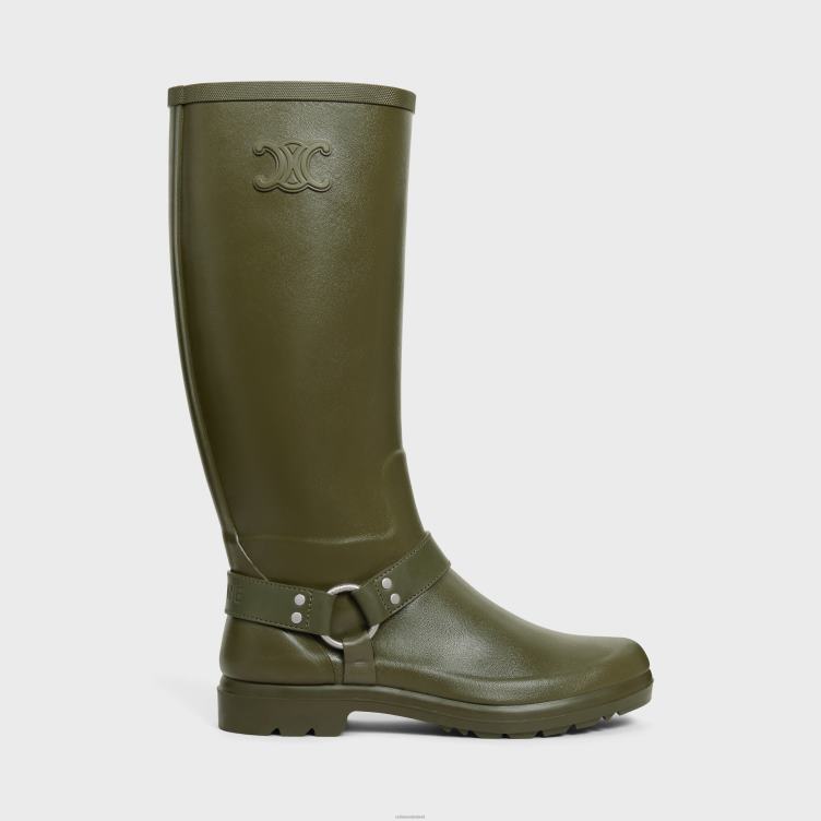 CELINE khaki hoge regenlaarzen van rubber en kalfsleer 4TLH8931