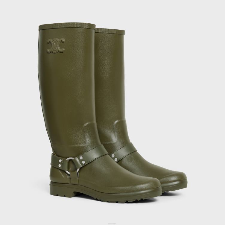 CELINE khaki hoge regenlaarzen van rubber en kalfsleer 4TLH8931
