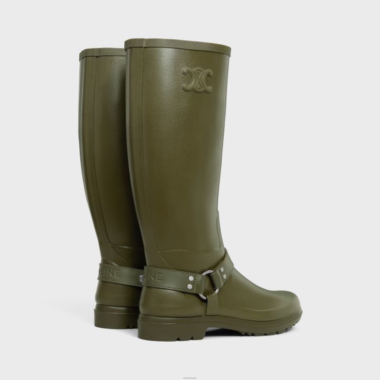 CELINE khaki hoge regenlaarzen van rubber en kalfsleer 4TLH8931