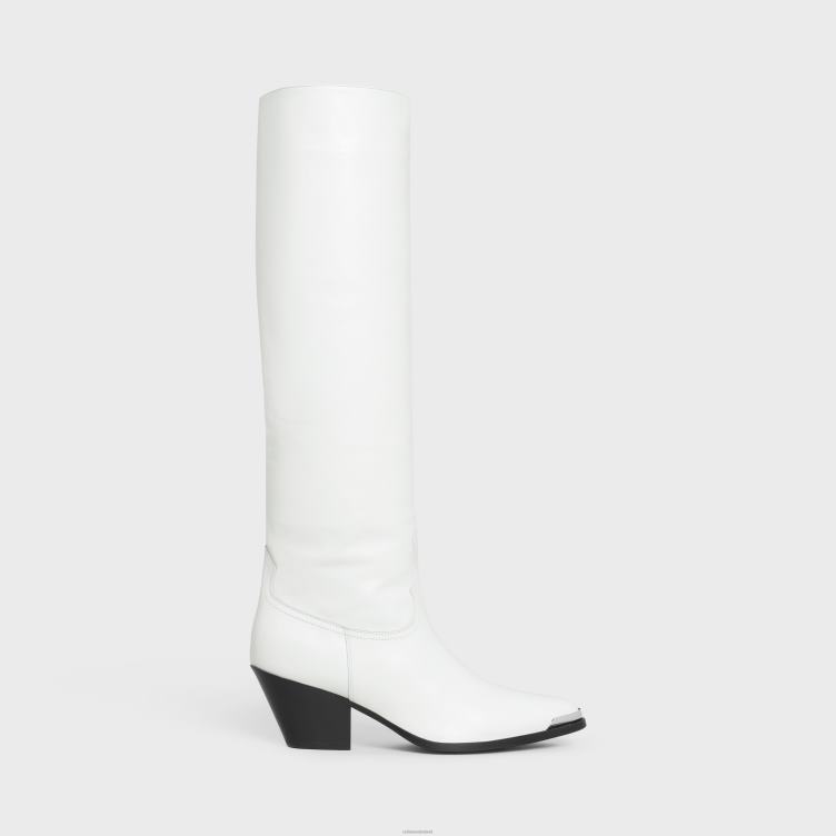 CELINE wit lola boots hoge westernlaarzen met metalen neus van kalfsleer 4TLH8928