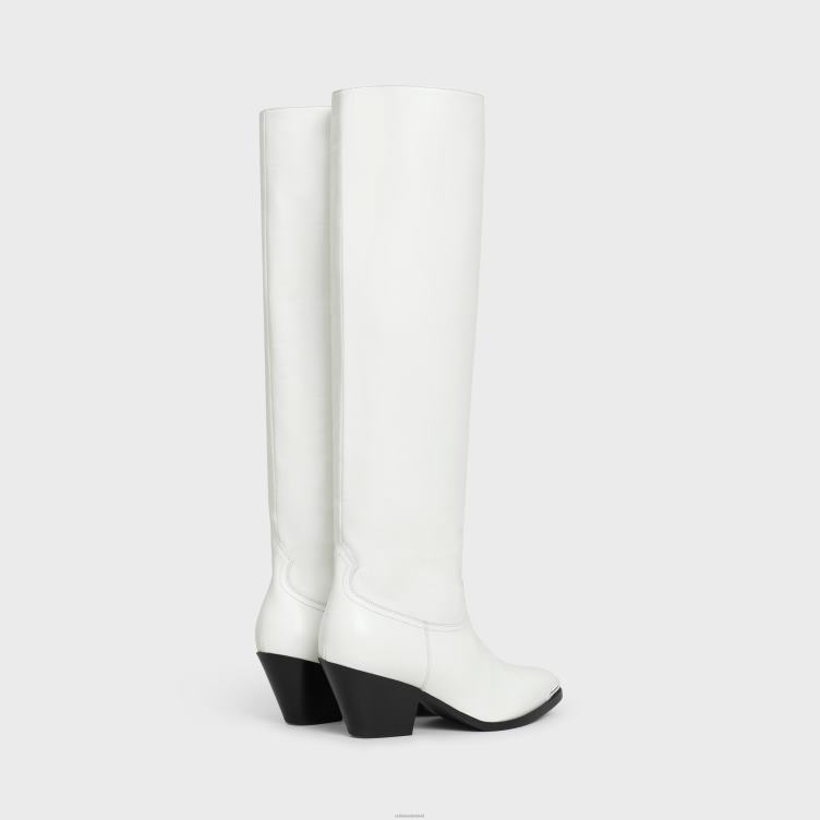 CELINE wit lola boots hoge westernlaarzen met metalen neus van kalfsleer 4TLH8928