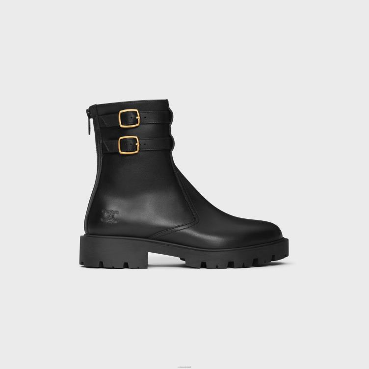 CELINE zwart Margaret-laars met dubbele gesp en rits van kalfsleer 4TLH8952
