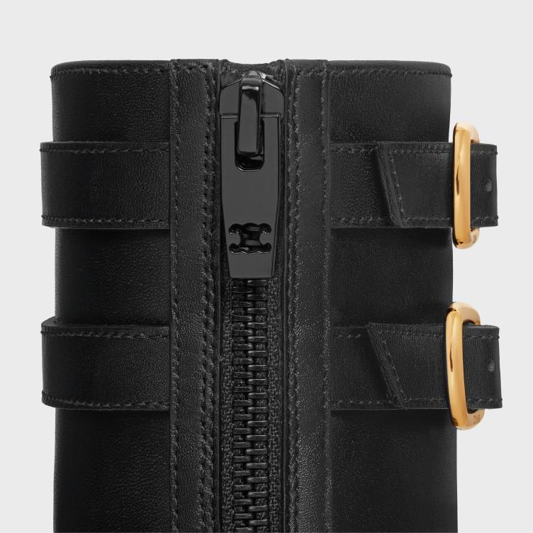 CELINE zwart Margaret-laars met dubbele gesp en rits van kalfsleer 4TLH8952