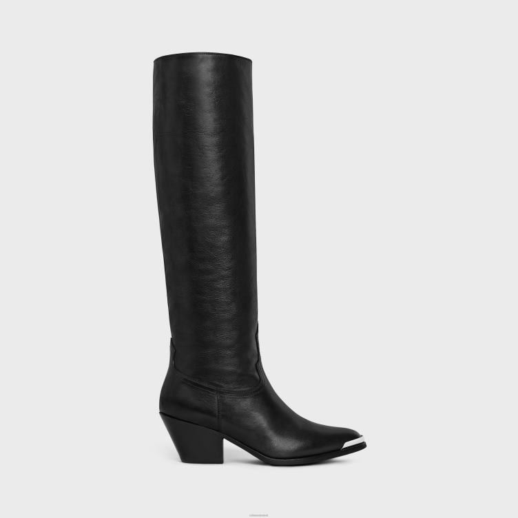 CELINE zwart lola boots hoge westernlaarzen met metalen neus van kalfsleer 4TLH8927