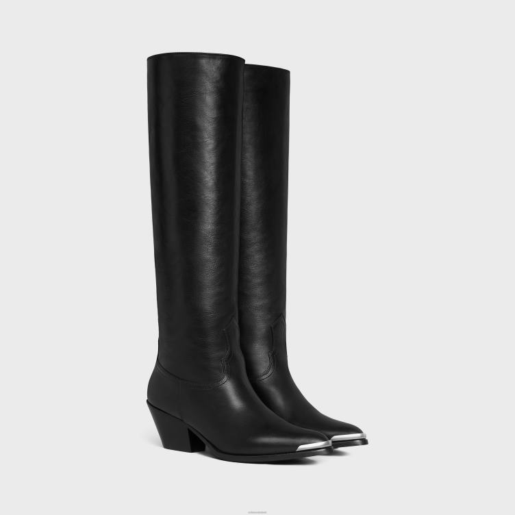 CELINE zwart lola boots hoge westernlaarzen met metalen neus van kalfsleer 4TLH8927