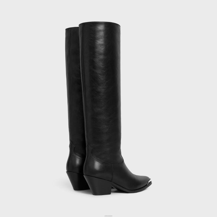 CELINE zwart lola boots hoge westernlaarzen met metalen neus van kalfsleer 4TLH8927