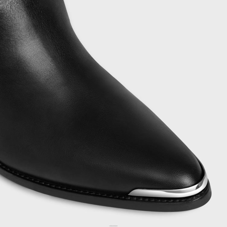 CELINE zwart lola boots hoge westernlaarzen met metalen neus van kalfsleer 4TLH8927
