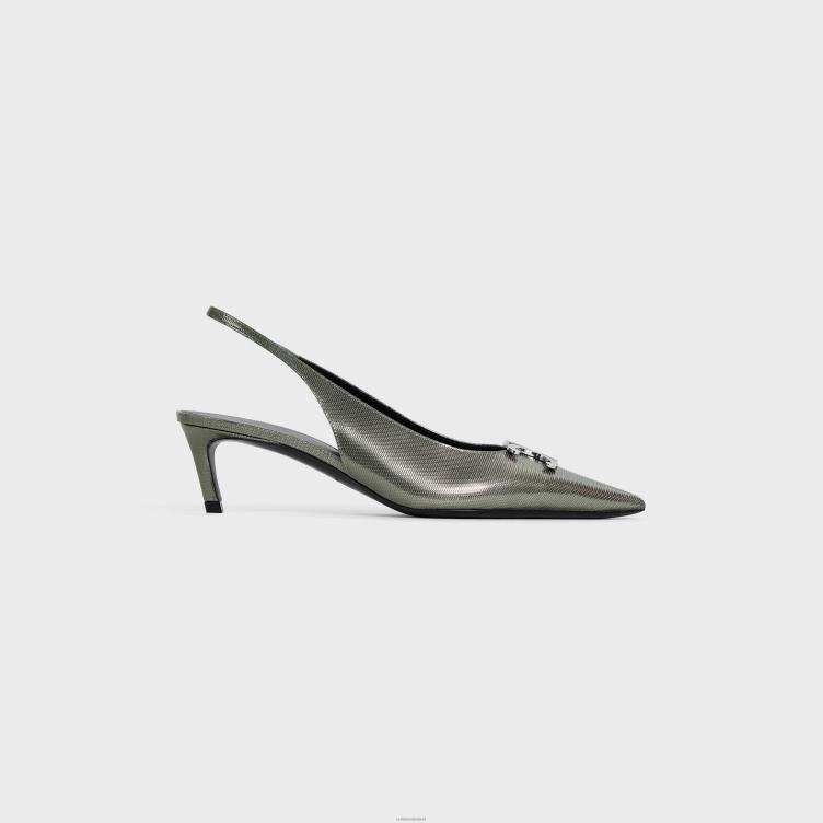 CELINE antraciet alma triomphe slingback van grafisch gemetalliseerd kalfsleer 4TLH8918
