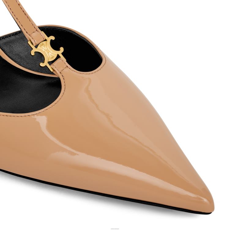 CELINE cappuccino Kitten pump met t-bar bandje van lakkalfsleer 4TLH8980