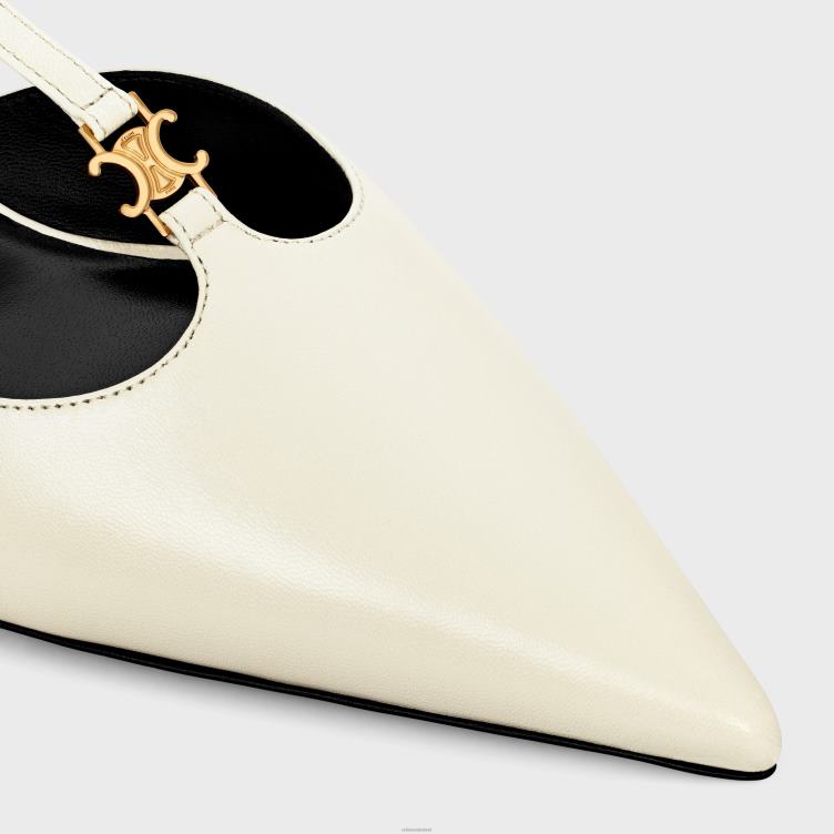 CELINE melk Kitten T-bar-pomp met riempjes van lamsvacht 4TLH8981