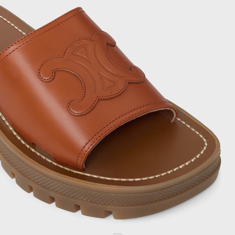 CELINE bruinen clea triomphe slide in kalfsleervegetal ning 4TLH8995