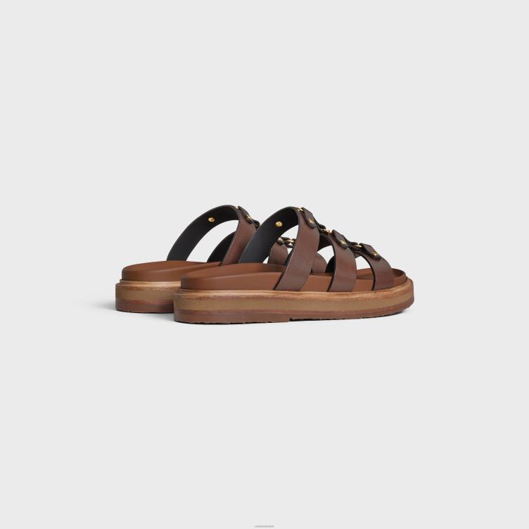 CELINE donker bruin tippi slide in kalfsleervegetaal looien 4TLH8991