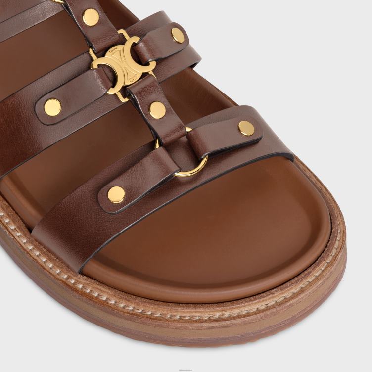 CELINE donker bruin tippi slide in kalfsleervegetaal looien 4TLH8991